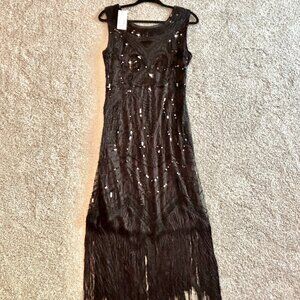 Beaded and Fringed Flapper Dress